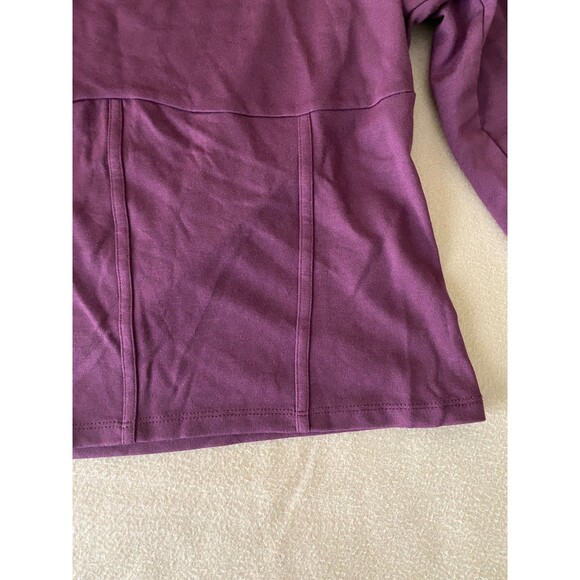 MAEVE by Anthro Slightly Cropped Ponte Corset Structured Long Sleeve Top Plum XL - Picture 4 of 10